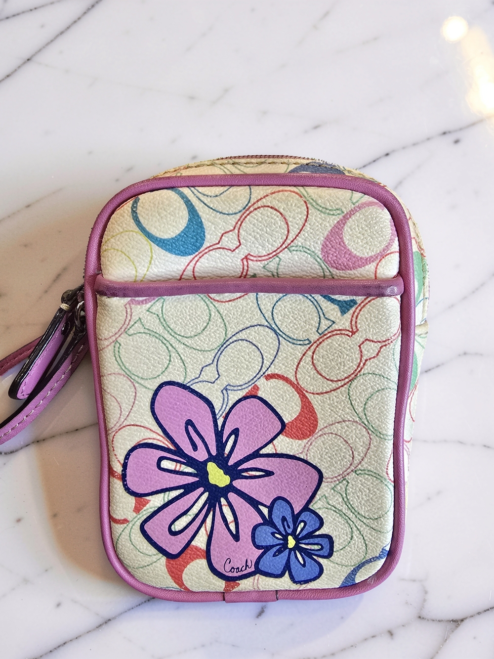 Coach Vintage Y2K Multicolor Signature Flower Wristlet Pouch